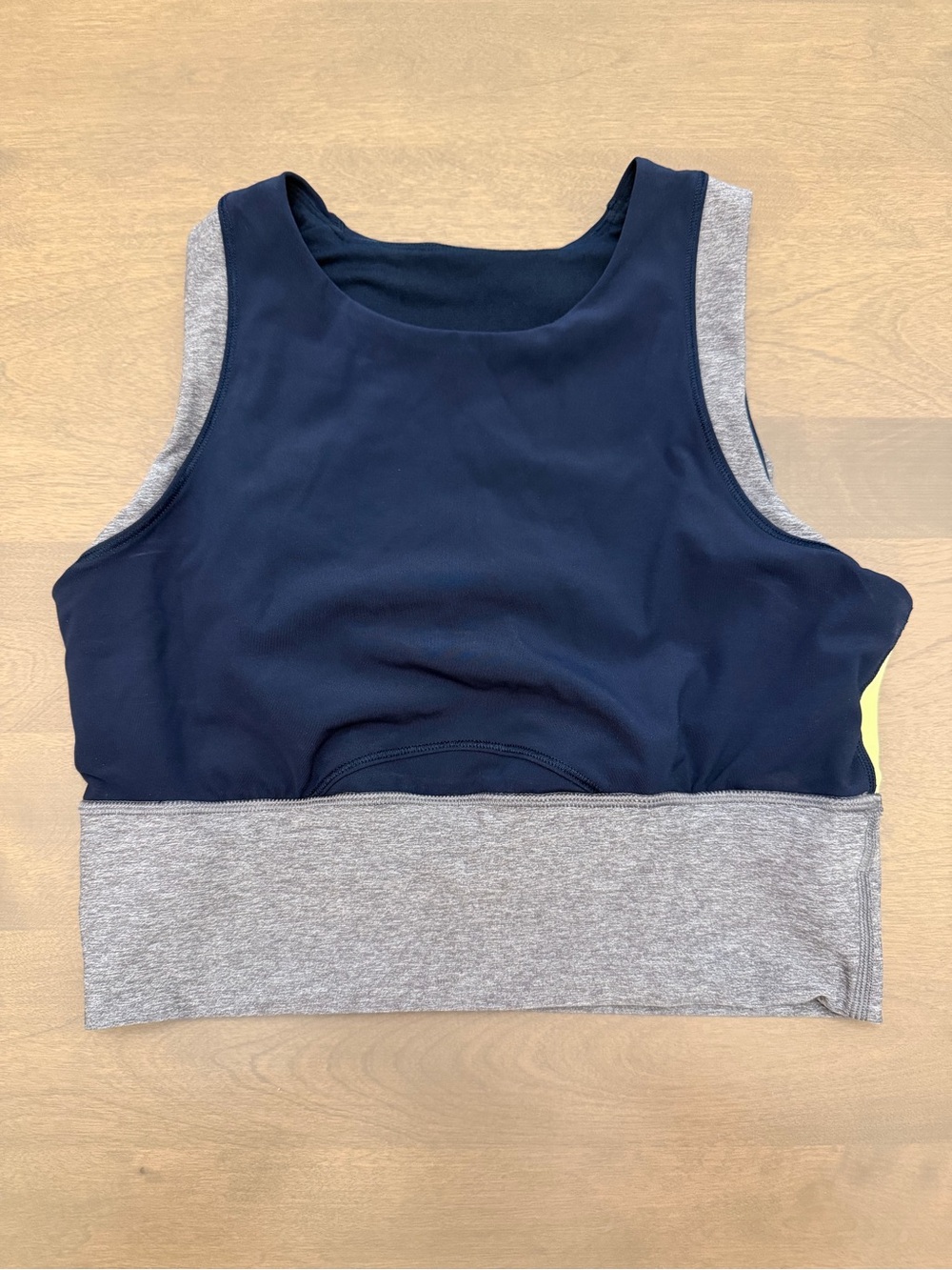 Lululemon Colorblock Crop Tank Sports Bra Top Navy Gray Yellow